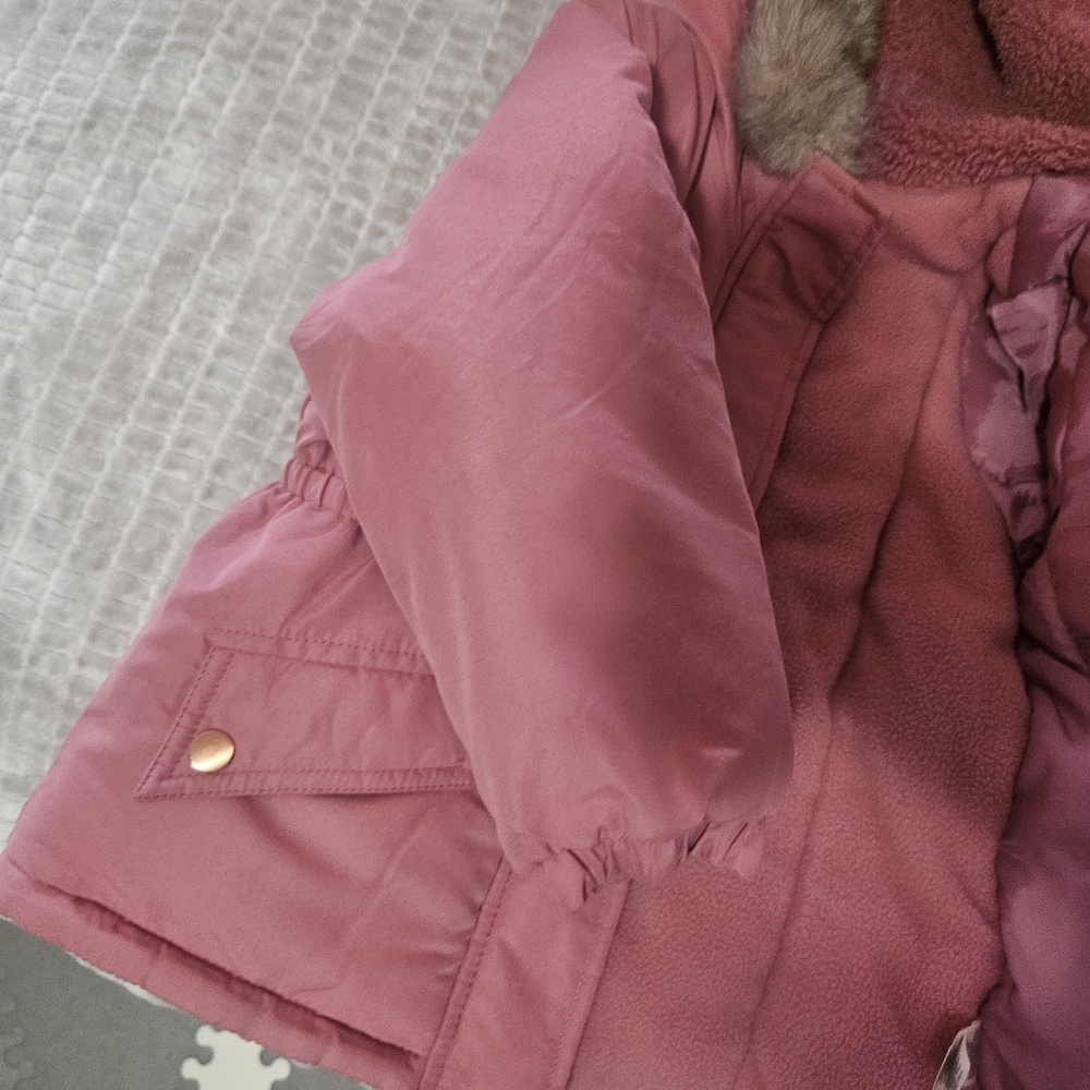 OshKosh B'gosh Pink Kids Jacket with Faux Fur Hood - Picture 8 of 16